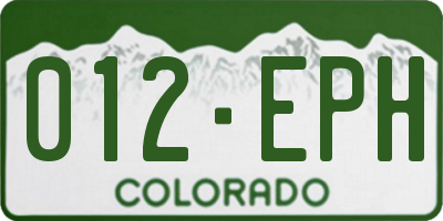 CO license plate 012EPH