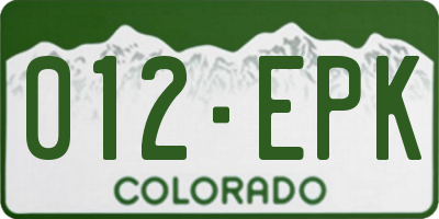 CO license plate 012EPK