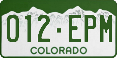 CO license plate 012EPM