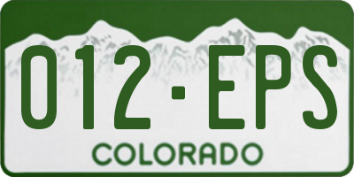 CO license plate 012EPS
