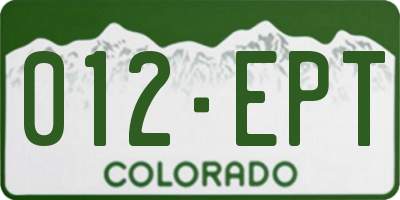 CO license plate 012EPT