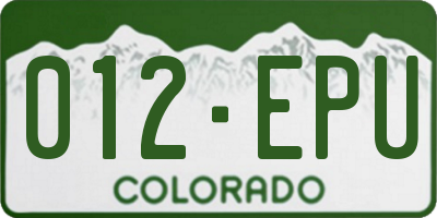 CO license plate 012EPU