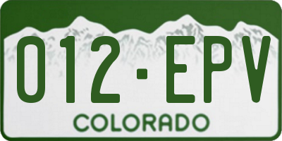 CO license plate 012EPV
