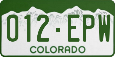 CO license plate 012EPW