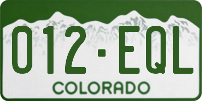 CO license plate 012EQL