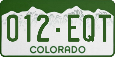 CO license plate 012EQT