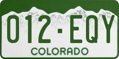 CO license plate 012EQY