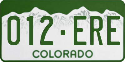 CO license plate 012ERE