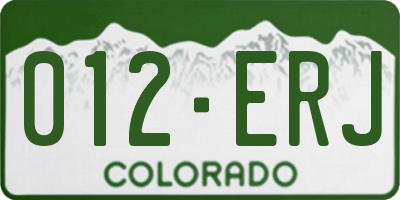 CO license plate 012ERJ