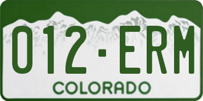 CO license plate 012ERM