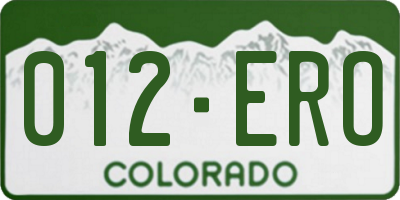 CO license plate 012ERO