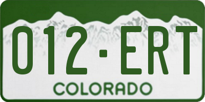 CO license plate 012ERT
