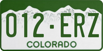 CO license plate 012ERZ