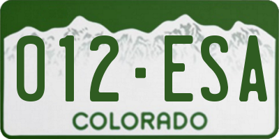 CO license plate 012ESA
