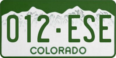 CO license plate 012ESE