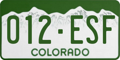 CO license plate 012ESF