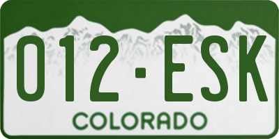 CO license plate 012ESK