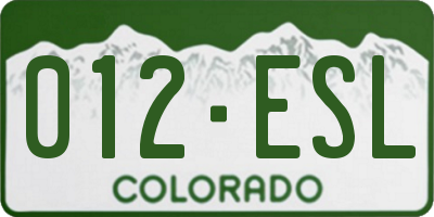 CO license plate 012ESL