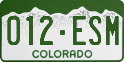 CO license plate 012ESM