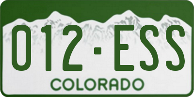 CO license plate 012ESS