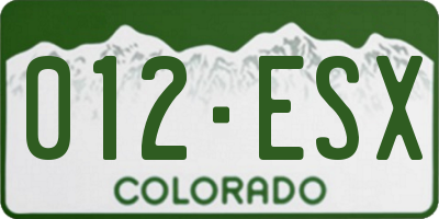 CO license plate 012ESX
