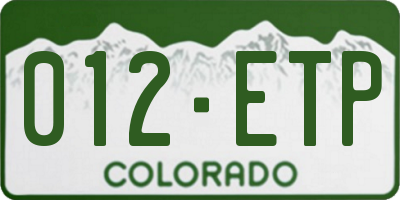CO license plate 012ETP