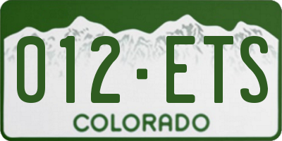 CO license plate 012ETS