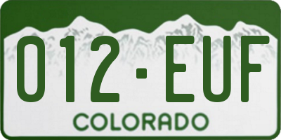 CO license plate 012EUF