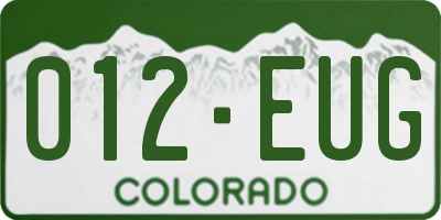 CO license plate 012EUG