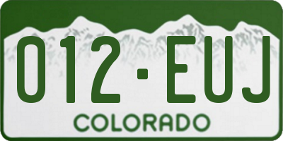 CO license plate 012EUJ