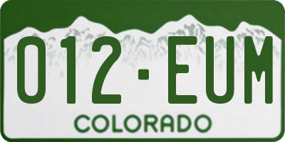 CO license plate 012EUM