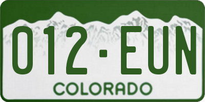 CO license plate 012EUN