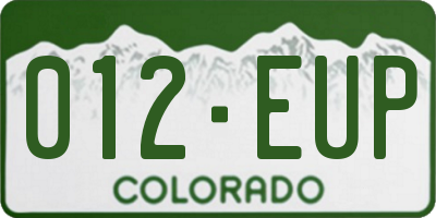 CO license plate 012EUP