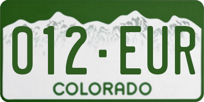 CO license plate 012EUR