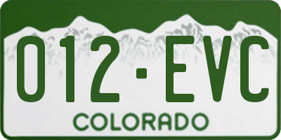 CO license plate 012EVC