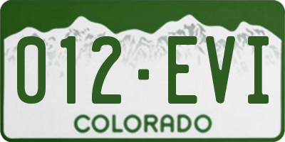 CO license plate 012EVI