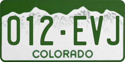CO license plate 012EVJ