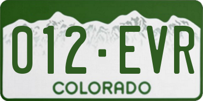 CO license plate 012EVR