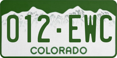 CO license plate 012EWC