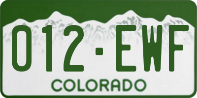 CO license plate 012EWF