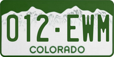 CO license plate 012EWM