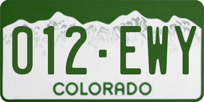 CO license plate 012EWY