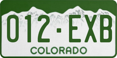CO license plate 012EXB