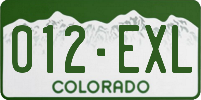 CO license plate 012EXL