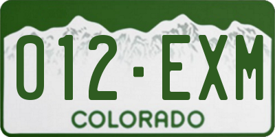 CO license plate 012EXM