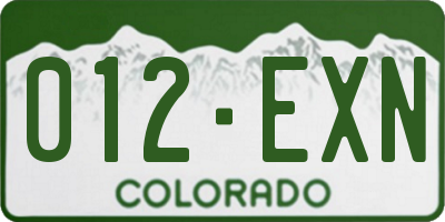 CO license plate 012EXN