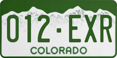 CO license plate 012EXR