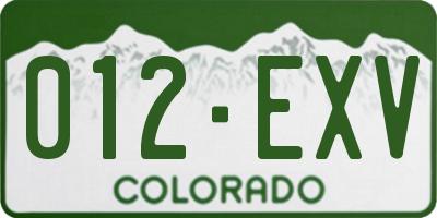 CO license plate 012EXV