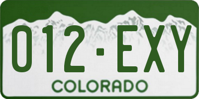 CO license plate 012EXY