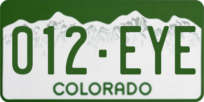 CO license plate 012EYE